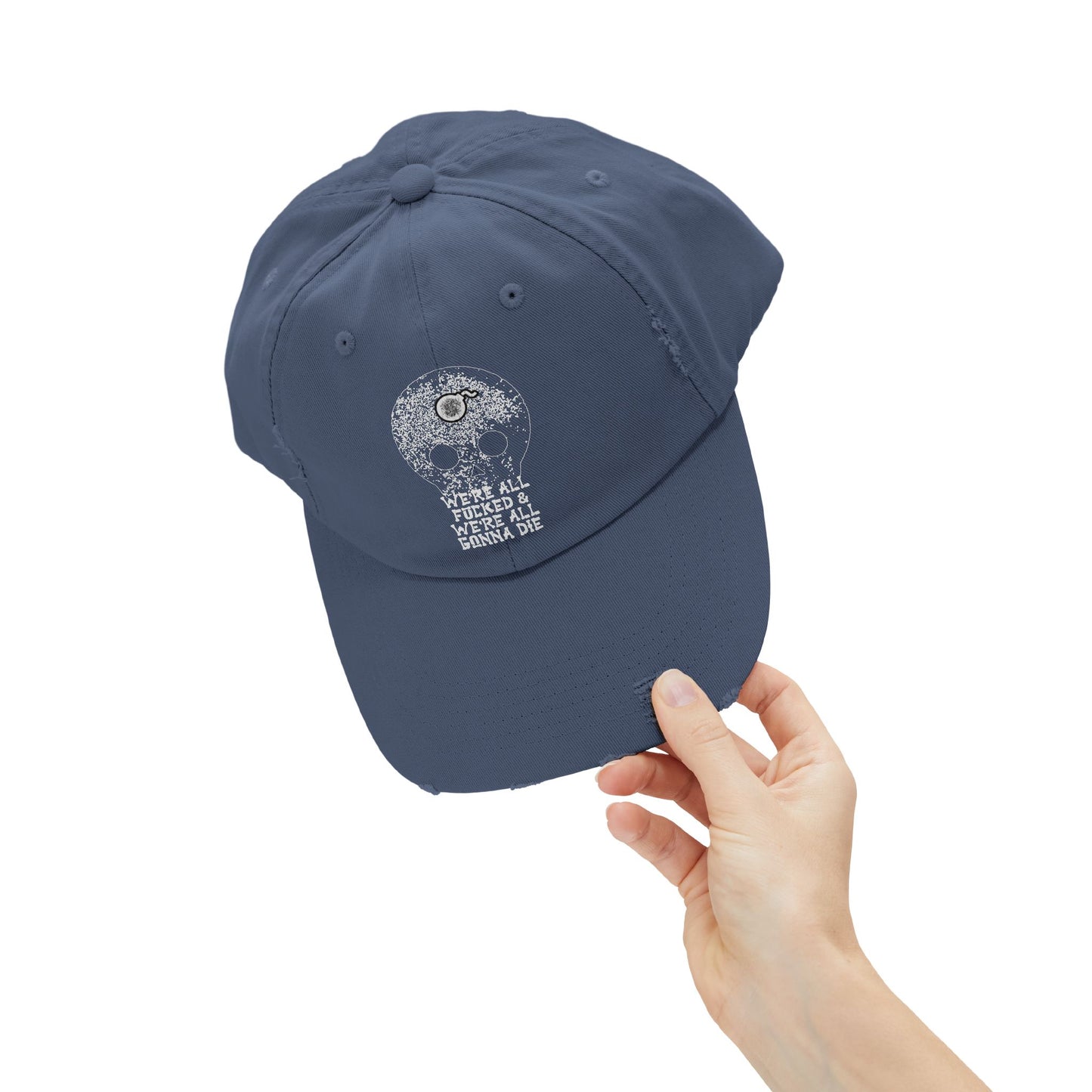 SKULL Unisex Distressed Cap