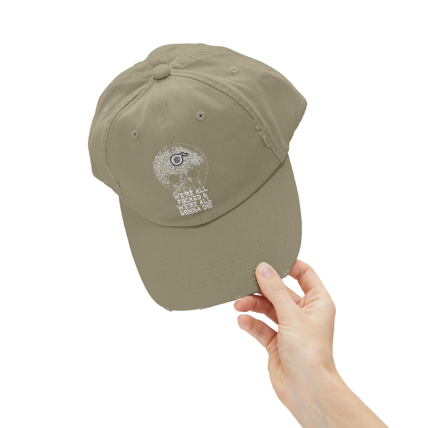 SKULL Unisex Distressed Cap