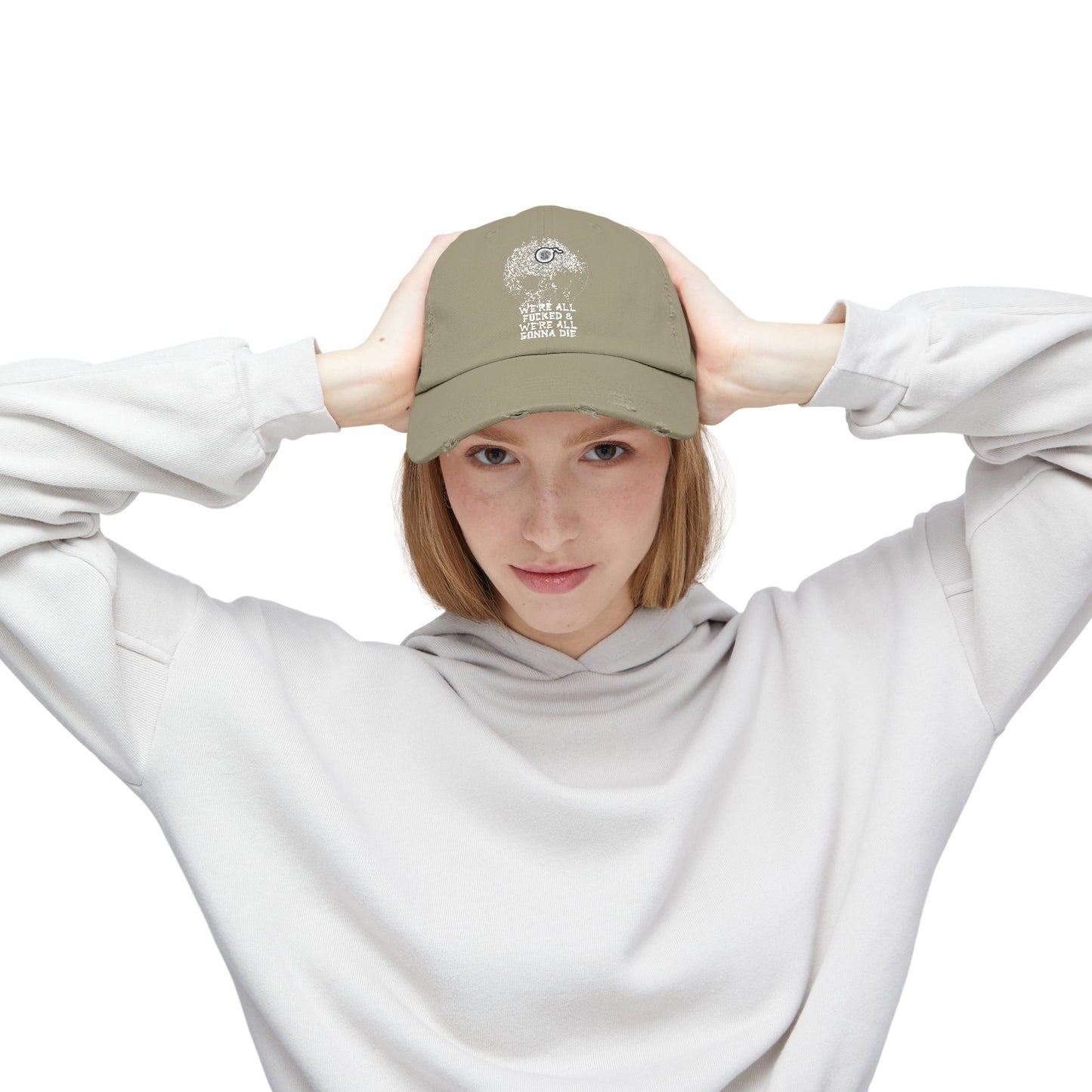SKULL Unisex Distressed Cap