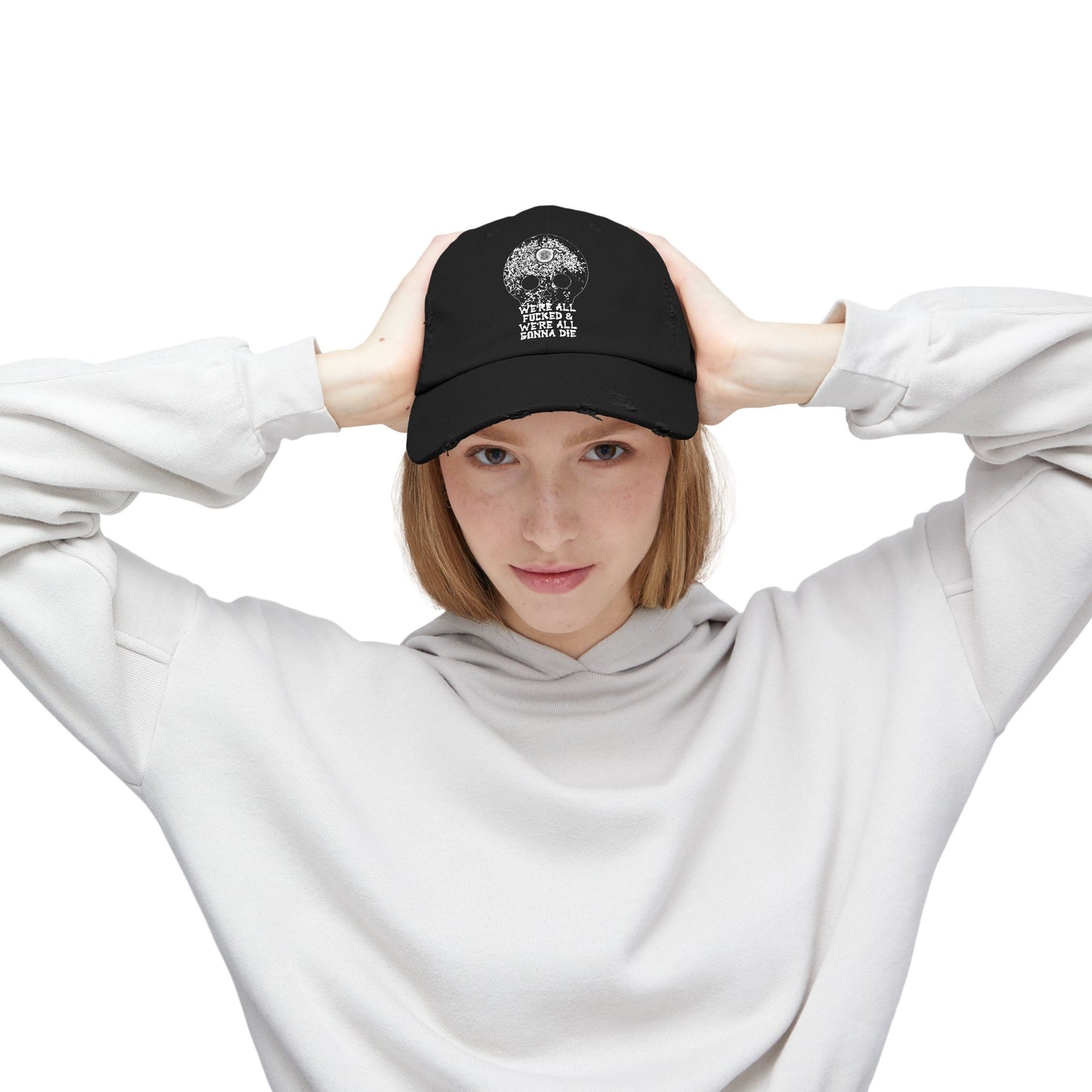 SKULL Unisex Distressed Cap