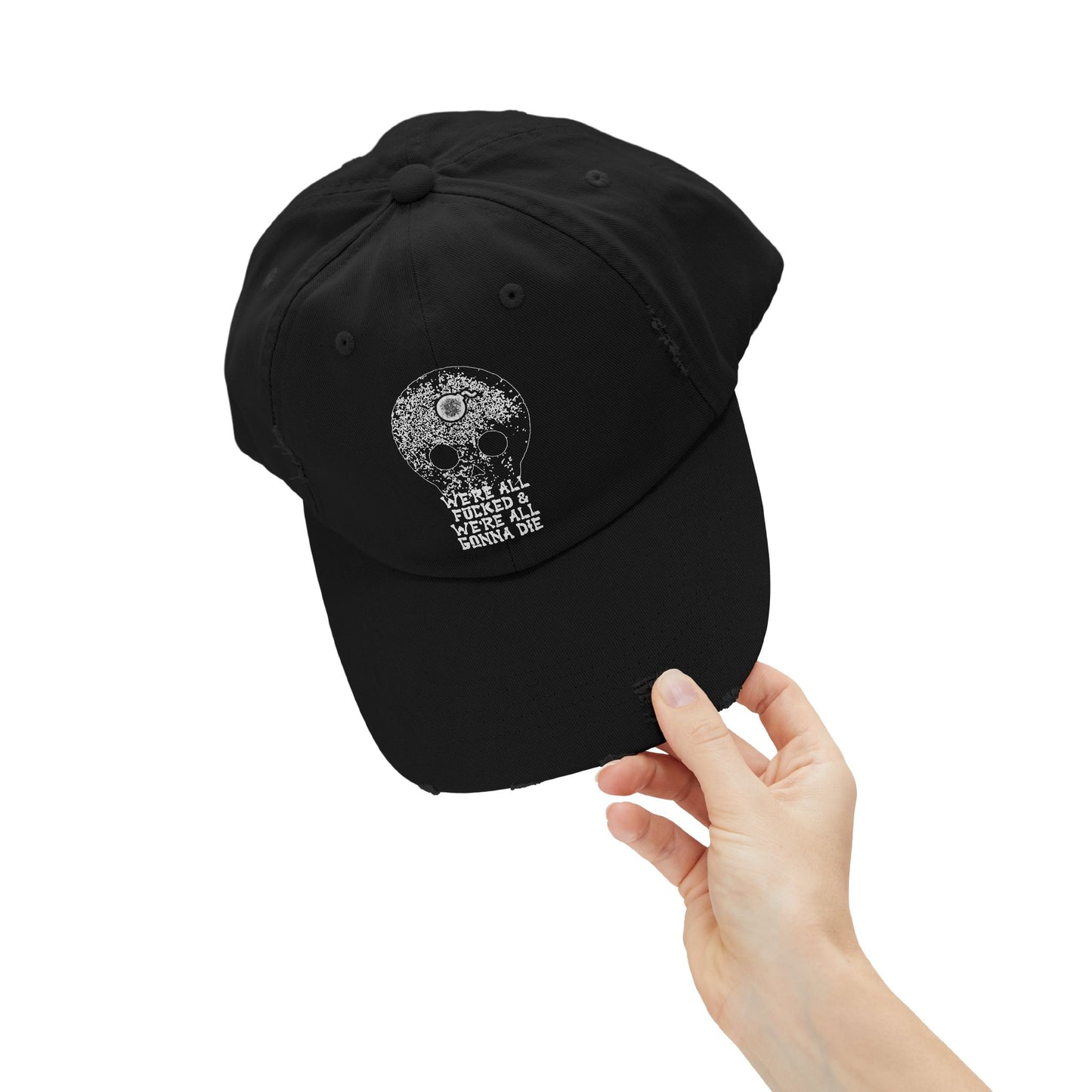 SKULL Unisex Distressed Cap