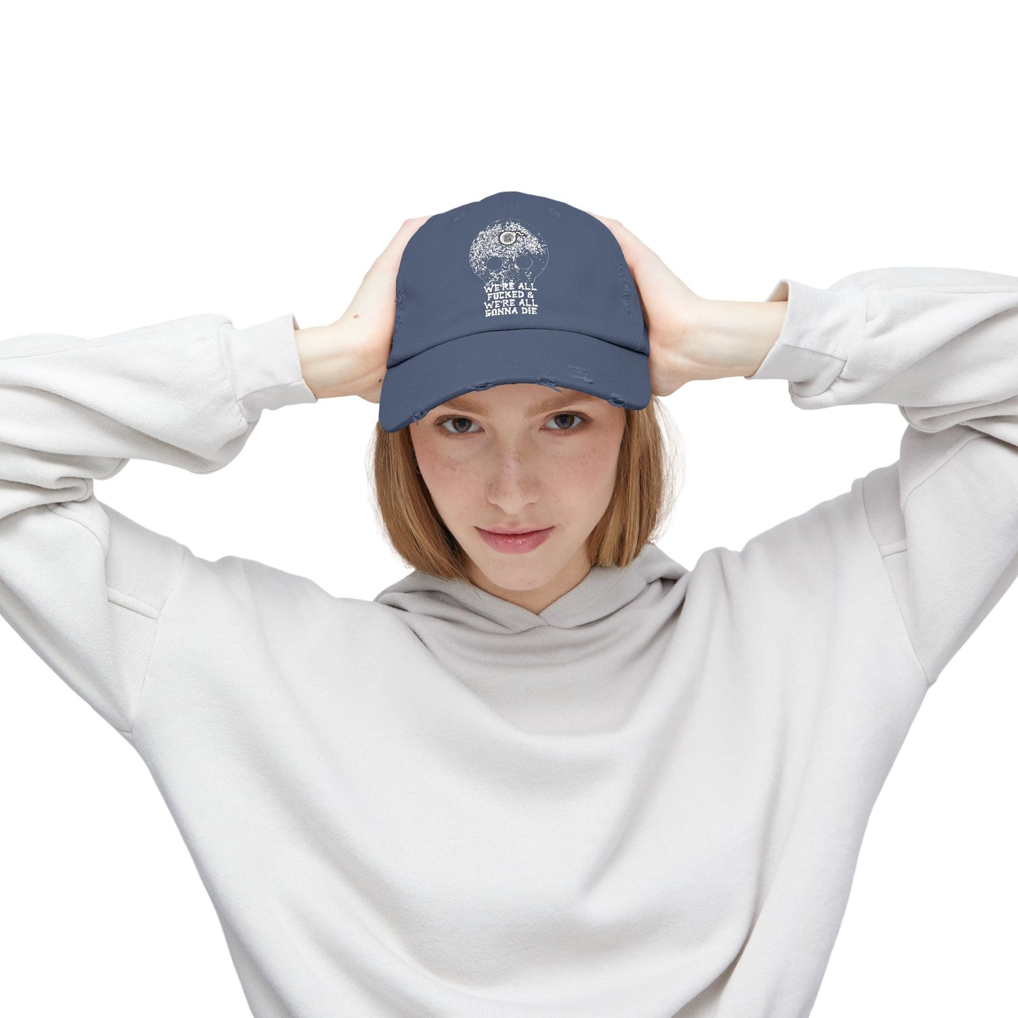 SKULL Unisex Distressed Cap