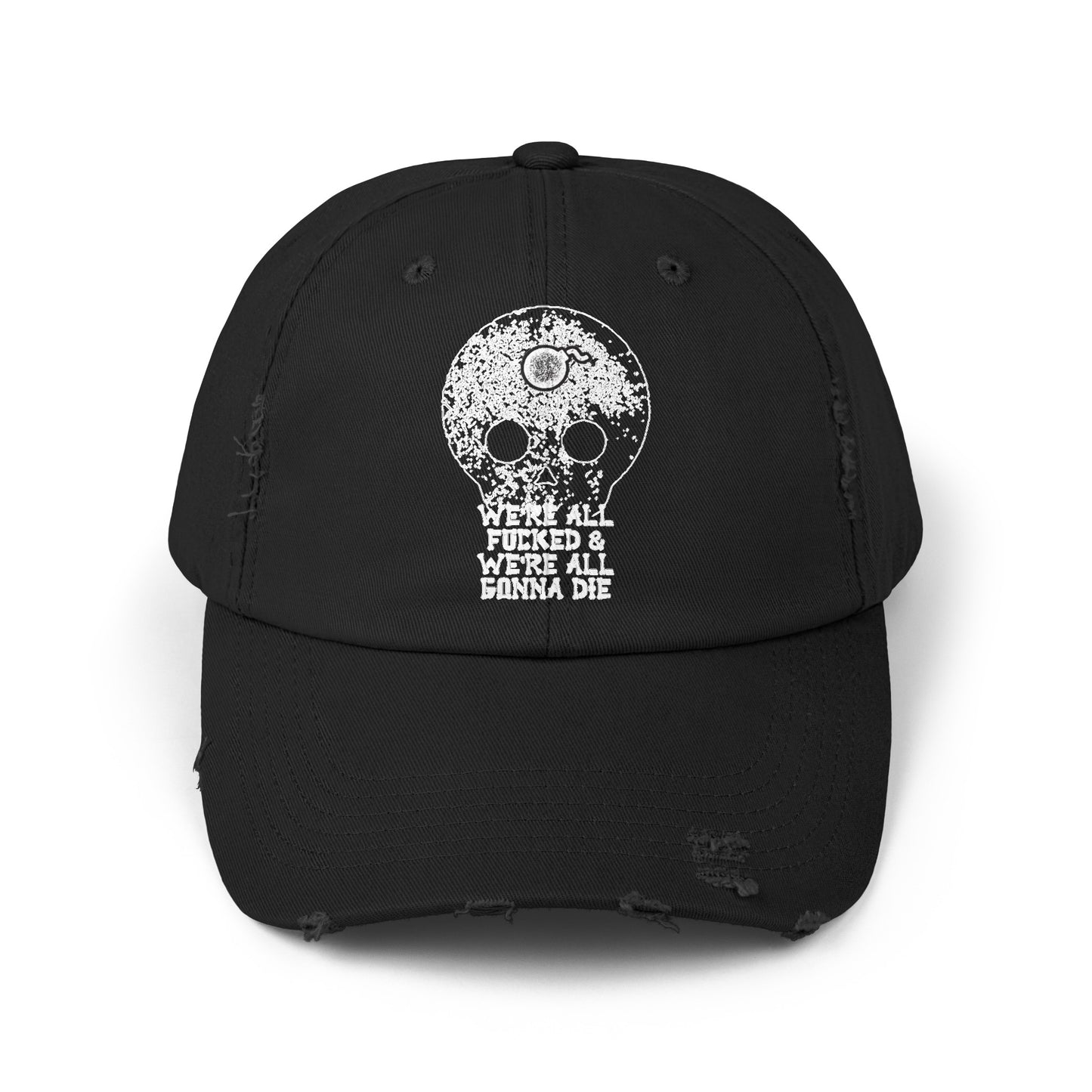 SKULL Unisex Distressed Cap