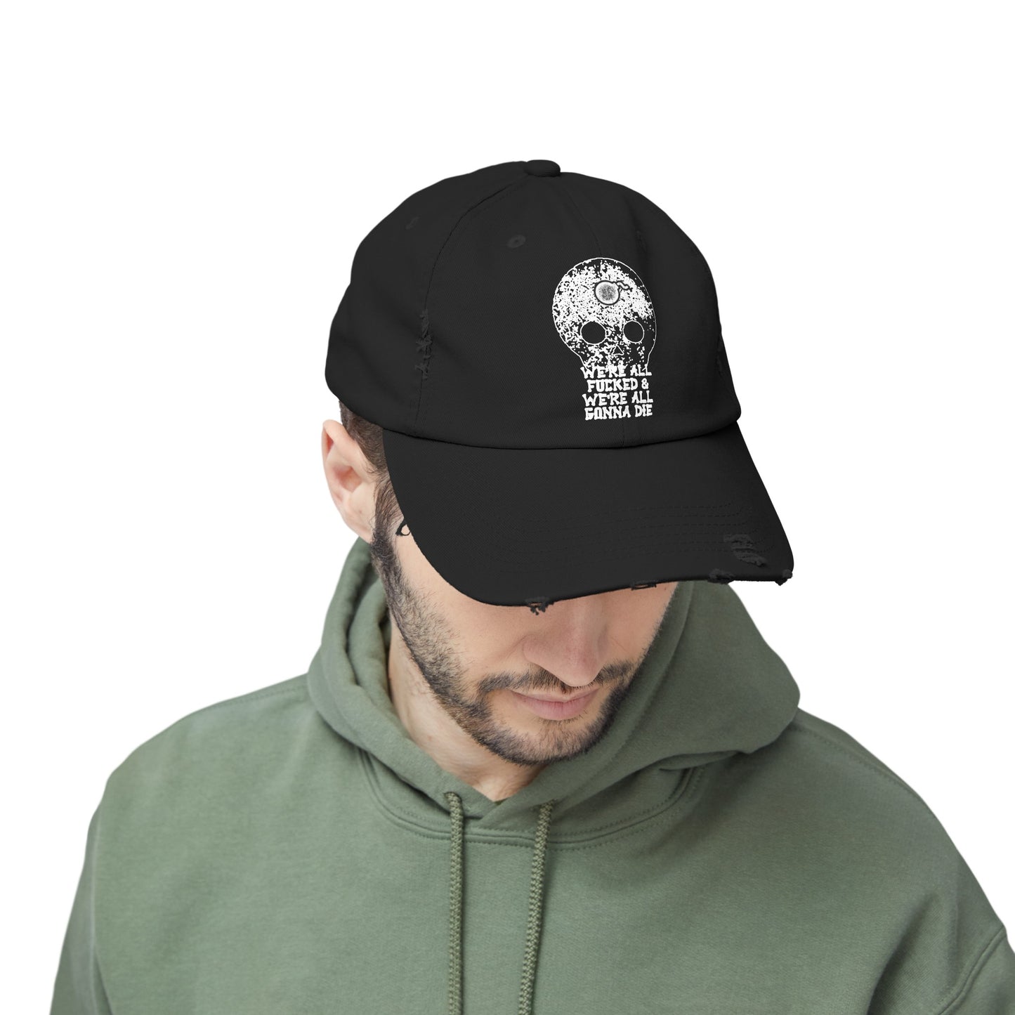 SKULL Unisex Distressed Cap